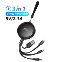 Remax RC-185th Convenient Metal case Retractable Fast Charging Phone Charger 3In1 Usb 2.0 Cable Extender